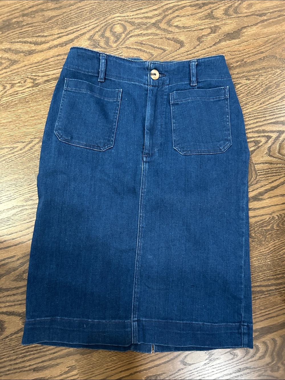 Anthropologie Dark Blue Denim Pencil Skirt